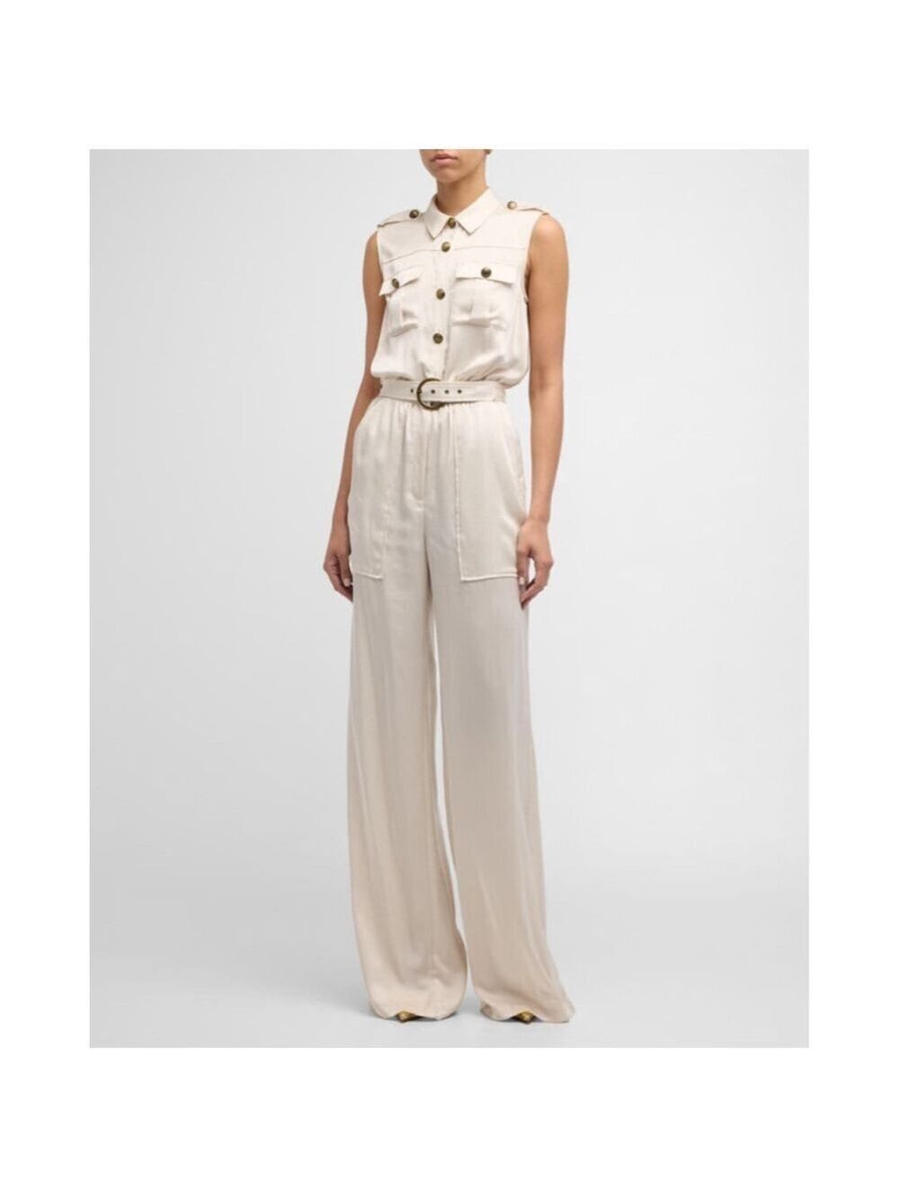 Women's Ramy Brook Sleeveless Jumpsuit in Beige, Size 2